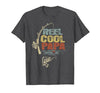 Cool Papa Fathers Day Fishing Gifts Funny Fisherman Vintage Reel Cool Papa T-Shirt - size chart