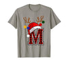 Christmas Buffalo Plaid Alphabet Tees Letter M Name Initial Buffalo Plaid Alphabet Monogram T-Shirt - size chart