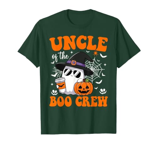 Halloween Family Matching Costume Boo Ghost Tee. Uncle Boo Crew Groovy Ghost Matching Family Halloween T-Shirt - size chart