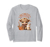 Loves LuLu Highland Cow, Cute and Cozy Ready for Fall Fun! Long Sleeve T-Shirt - size chart