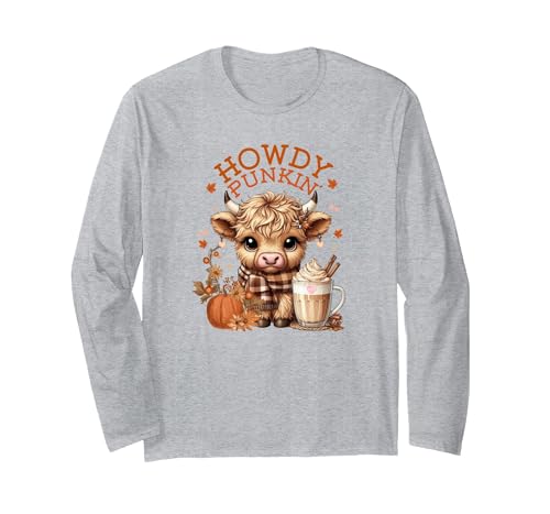 Loves LuLu Highland Cow, Cute and Cozy Ready for Fall Fun! Long Sleeve T-Shirt - size chart