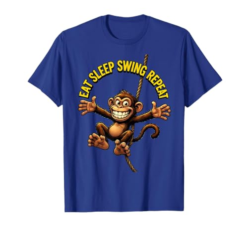 Mademark Eat Sleep Swing Repeat Monkey Graphic Design T-Shirt - Men - size chart