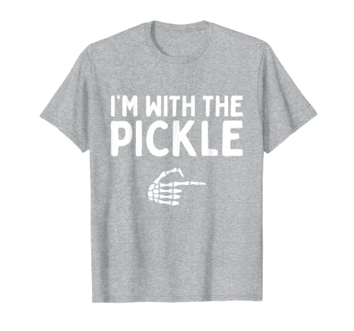 Funny Halloween Costume Holiday Party Gift I'm with The Pickle Funny Halloween Costume Matching Couples T-Shirt - size chart