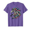 Mystical Native American Horse Farm Heritage Spirituality T-Shirt - size chart