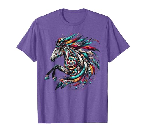 Mystical Native American Horse Farm Heritage Spirituality T-Shirt - size chart