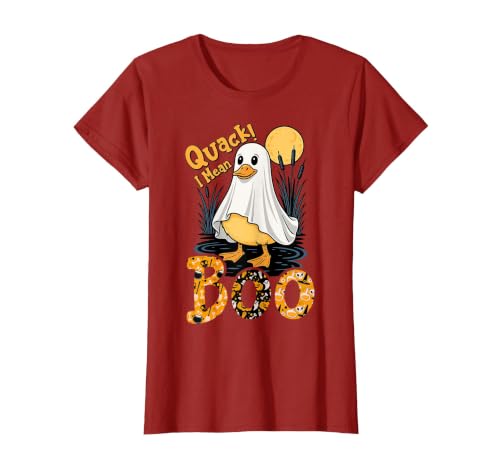 Duck Halloween Gifts Co. Quack I Mean Boo Duck Trick or Treat Spooky Halloween Party T-Shirt - size chart