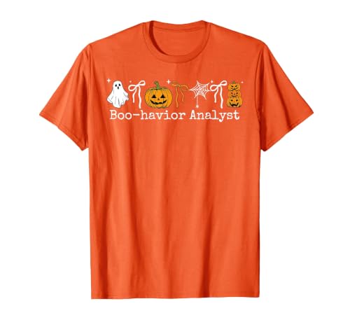 Behavior Analyst Halloween ABA Ghost Boo-havior Boo-Havior Analyst Pumpkin Ghost ABA Therapist Halloween T-Shirt - size chart