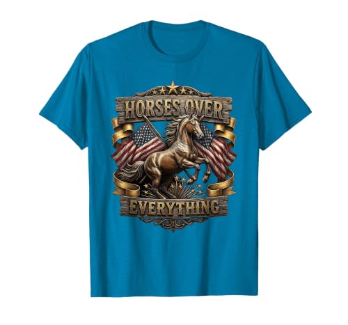 Mademark Horses Over Everything Equestrian Design T-Shirt - Men - size chart
