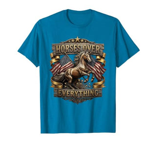 Mademark Horses Over Everything Equestrian Design T-Shirt - Men - size chart