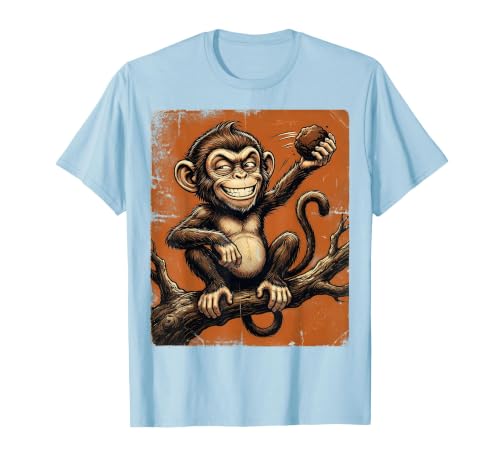 Mademark Smug Monkey Throwing Poop Funny Graphic T-Shirt - Men - size chart