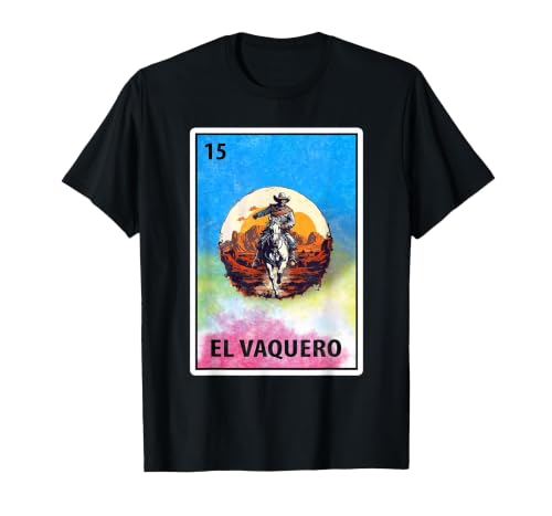 Cowboy Mexican Cards Mexican Bingo El Vaquero T-Shirt - size chart