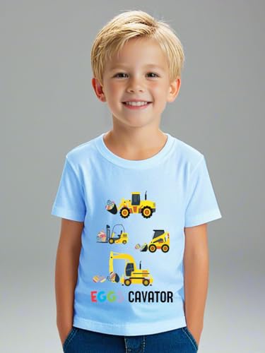 Easter Day Gift for Toddler Boy Baby Girl Tractor Loving Bunny T-Shirt — design detail