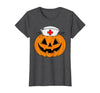 Halloween Tees for Women Men Kids Funny Pumpkin Nurse Scary Halloween Costume RN CNA ICU Women T-Shirt - size chart