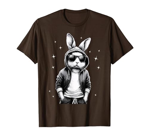 Bunny Face with Sunglasses Rabbit for Boys Men Kids T-Shirt — design detail