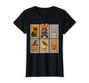 Halloween Stamp Cute Ghost Cute Fall Apparel Vintage Halloween Stamp Cute Ghost Pumpkin Cat Retro Fall T-Shirt - size chart