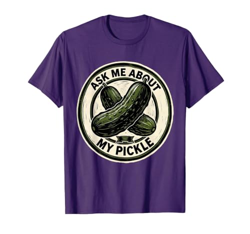 Mademark Ask Me About My Pickle Funny Halloween Party Couple Costume T-Shirt - size chart