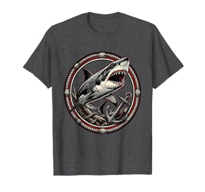 Shark Swimming Past a Crumbling Shipwreck T-Shirt