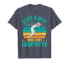 Sea Lamprey Fish Quote Just a boy who Loves Lampreys Quote for a Lamprey Boy T-Shirt - size chart