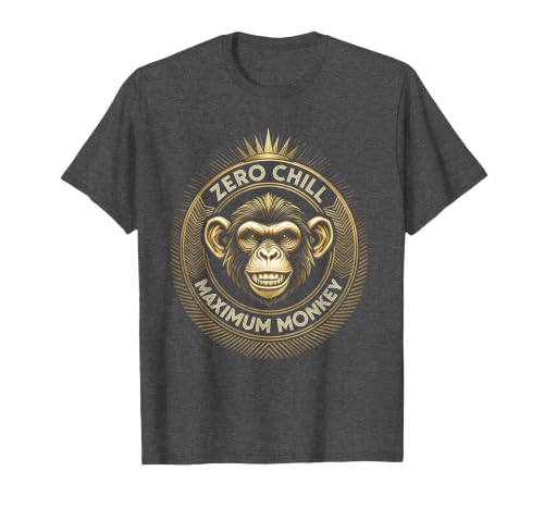 Mademark Zero Chill Maximum Monkey Fun Graphic Design T-Shirt - Men - size chart