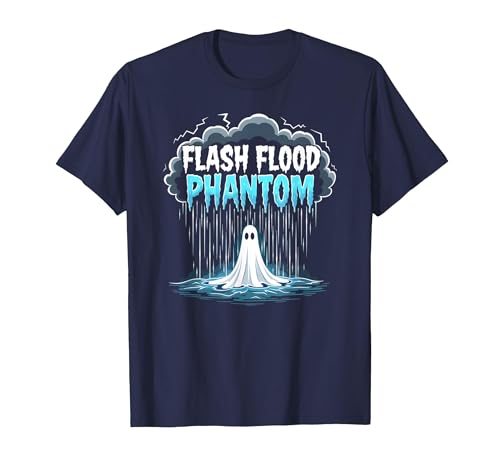 Mademark Halloween Weather Flash Flood Phantom Spooky Storm T-Shirt - size chart