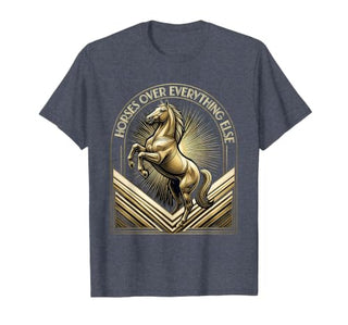 Mademark Horses Over Everything Equestrian Design T-Shirt - Men - size chart