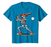 Funny Halloween Skeleton Sports Boys Costume Baseball Skeleton Spooky Boys Halloween Baseball Player T-Shirt - size chart
