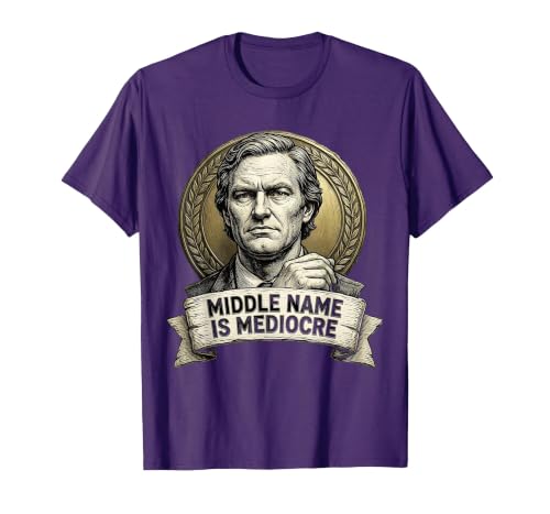 Mademark White Boy of the Year Middle Name Is Mediocre T-Shirt - Men - size chart