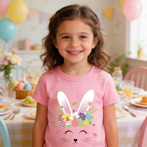 Easter Day Gift for Toddler Boy Baby Girl Tractor Loving Bunny T-Shirt — design detail