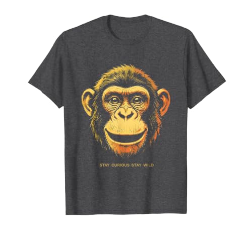 Mademark Stay Curious Stay Wild Monkey Graphic Design T-Shirt - Men - size chart