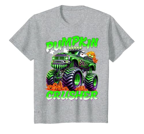 Pumpkin Crusher Kids Tees Pumpkin Crusher Monster Truck Ghosts Halloween for Boys T-Shirt - size chart