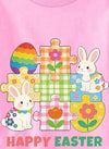 Easter Day Gift for Toddler Boy Baby Girl Tractor Loving Bunny T-Shirt — design detail