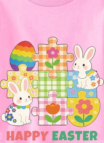 Easter Day Gift for Toddler Boy Baby Girl Tractor Loving Bunny T-Shirt — design detail