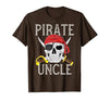 Pirate Family Apparel Pirate Uncle Jolly Roger Flag Skull Family Pirates T-Shirt - size chart
