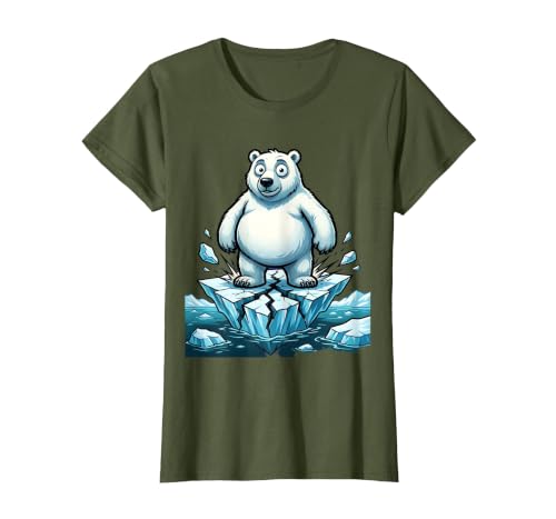 Mademark Polar Bear on Cracking Ice Floe Illustration T-Shirt - size chart