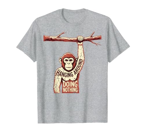 Mademark Hanging Around Doing Nothing Funny Monkey Design T-Shirt - Men - size chart