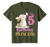 Kids 5th Birthday Rabbit Princess Girl Bunny 5 Years Old T-Shirt — design detail