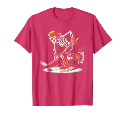 Halloween Costume For Hockey Lovers Funny Skeleton Hockey Halloween for Ice Hockey Lovers T-Shirt - size chart