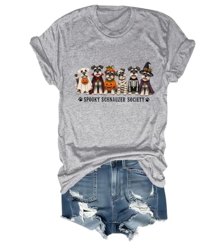 WQFQW Spooky Schnauzer Society Halloween Shirt Terrifying Halloween T-Shirt - size chart