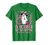 Arich.Tee's Breast Cancer Awareness Ghost in October We Wear Pink Breast Cancer Witch Ghost Halloween T-Shirt - size chart