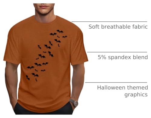 Ithalt Mens Halloween Shirt Halloweentown T Shirt Pumpkin Short Sleeve Top - size chart