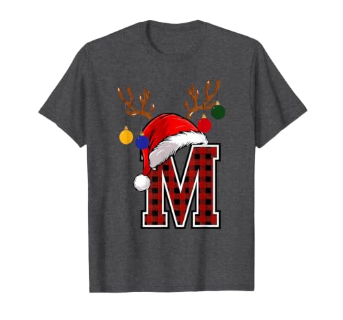 Christmas Buffalo Plaid Alphabet Tees Letter M Name Initial Buffalo Plaid Alphabet Monogram T-Shirt - size chart