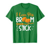 Match Halloween Couple Costumes I Love His Broomstick I Love Her Pumpkins T-Shirt - size chart