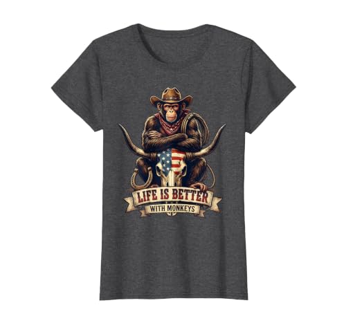 Mademark Life Is Better With Monkeys Fun Primate Design T-Shirt - Women - size chart