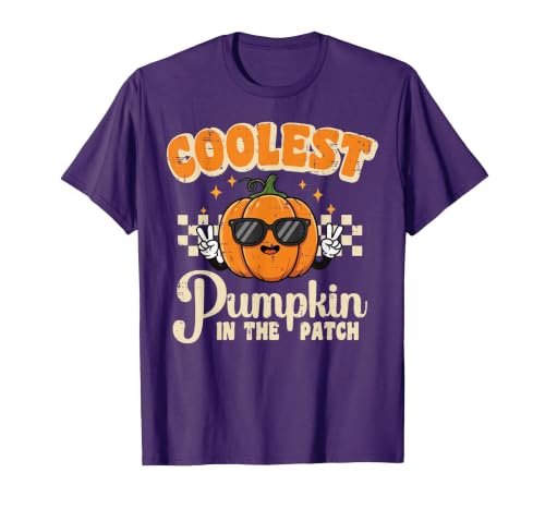 Halloween Shirts For Women Men Kids Boys Girls Halloween Coolest Pumpkin in Patch Costume Boys Kids Youth T-Shirt - size