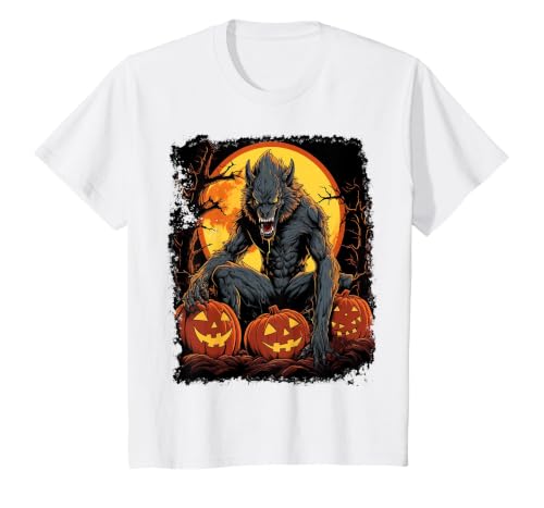FrightNightFits Werewolf Orange Halloween T-Shirt - size chart