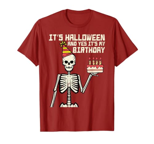 Halloween Shirts For Women Men Kids Boys Girls Its Halloween Yes My Birthday Skeleton Costume Men Women Kid T-Shirt - size