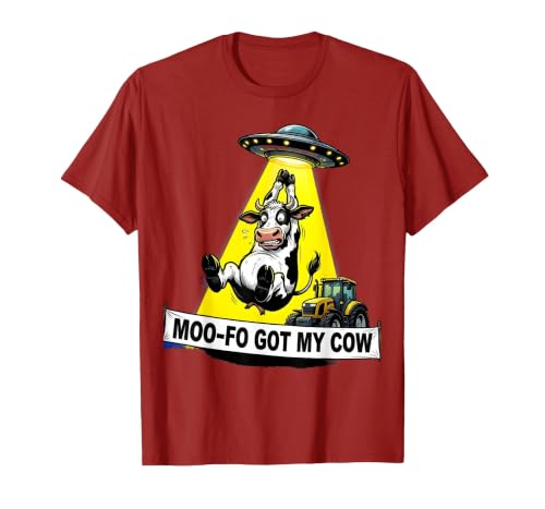 Mademark Moo-FO Got My Cow Alien Abduction Design T-Shirt - size chart
