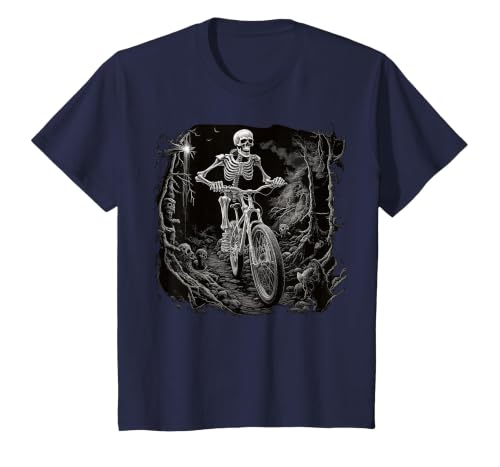 Scary Cyclist Skeleton Gifts Cycling Skeleton Mountain MTB Bicycle Cyclist Skeleton T-Shirt - size chart