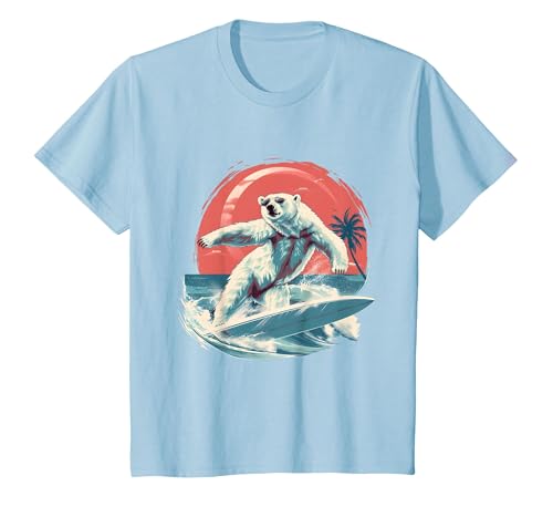 Sea Ocean Animal Art Polar Bear Ocean Sea Animal Surfing Ocean Sea Polar Bear T-Shirt - size chart