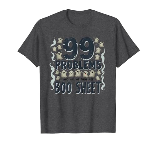 Mademark Ghost & Spirits - Ghost (99 Problems All) T-Shirt - size chart